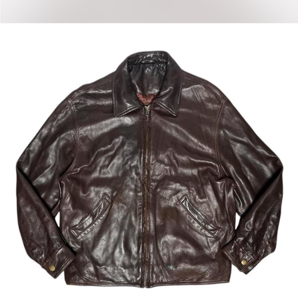 Vintage Coach Leather Brown Classic Bomber Jacket